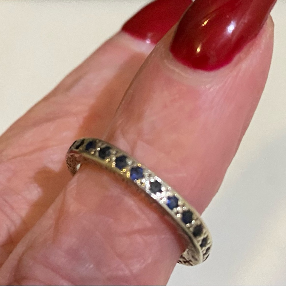Authentic Chrome Hearts Silver and Blue sapphire Eternity Ring